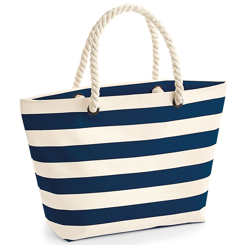 Blau gestreifte Strandtasche Einkaufstasche mit Seilgriffe